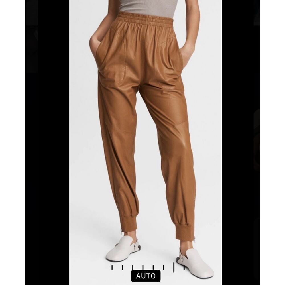 $1,095 Rag & Bone Tan Leather Jogger Pants